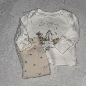 Disney Best Friends Cream Baby Top and Beige Pants Set